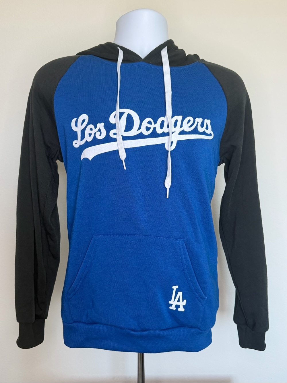 Los Dodgers Blue and Black Raglan Hooded Pullover